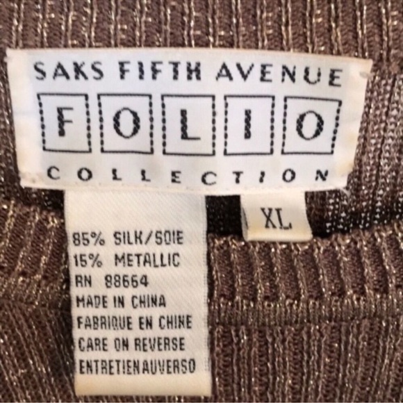 SAKS FIFTH AVENUE VINTAGE Silk Sweater Gold XL EUC - Picture 5 of 5
